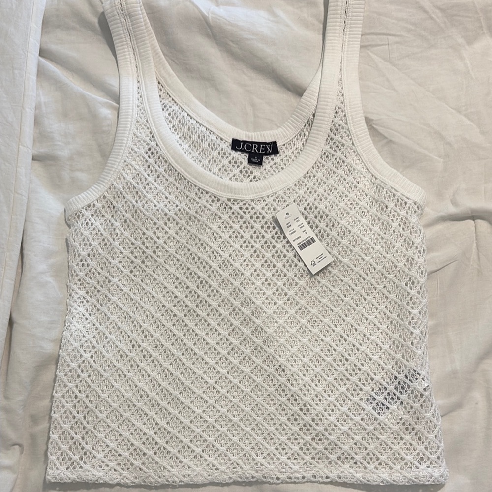 J. Crew Women's White Crochet Tank Top